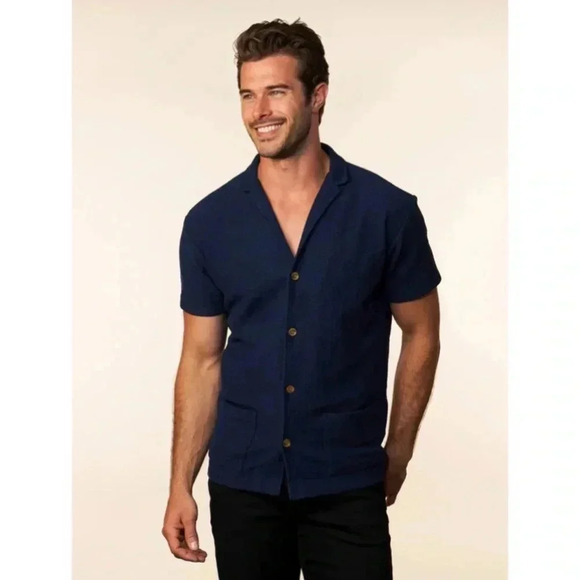 745 Busbee Mcquade Button Up Camp Collar Towel Tee Size 1